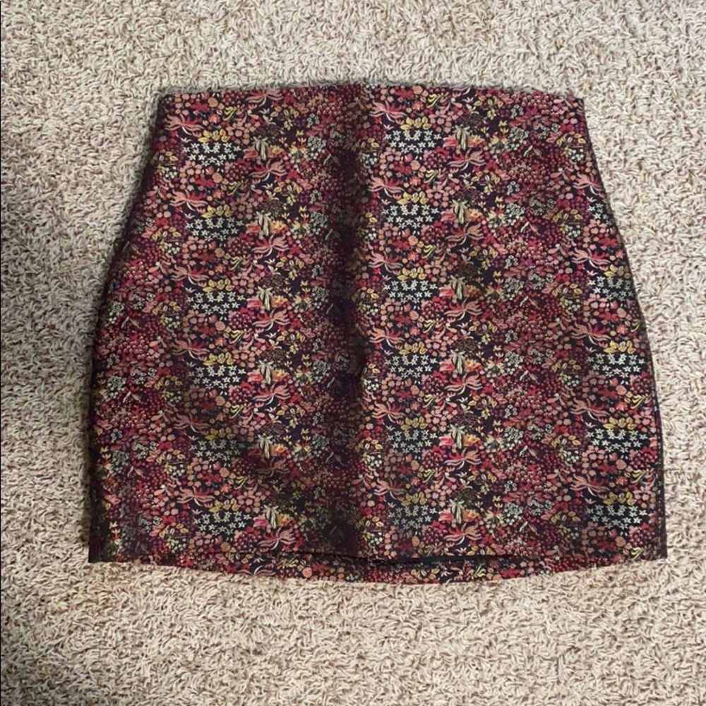 Zara Floral Mini Skirt in Burgundy, Black, Pink, Yellow